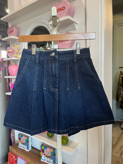 Grey Lab Pleated Denim Mini Skirt