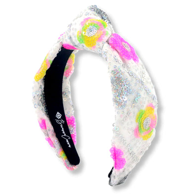 BC Sequin Headband with Bright Flowers