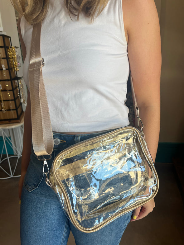 Gold Clear Crossbody Stadium Bag