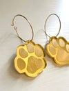 Louie Love Gold Engraved Football Sports Paw Hoop Earrings