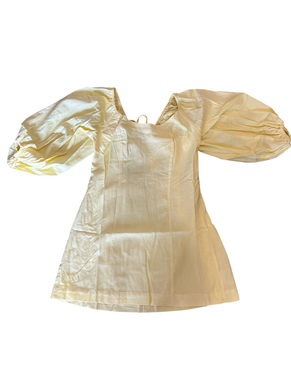 Reminiscence Yellow Bubble Sleeve Mini Dress