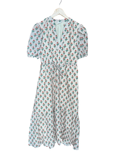 Arureum Floral Printed Mini Dress with Tie