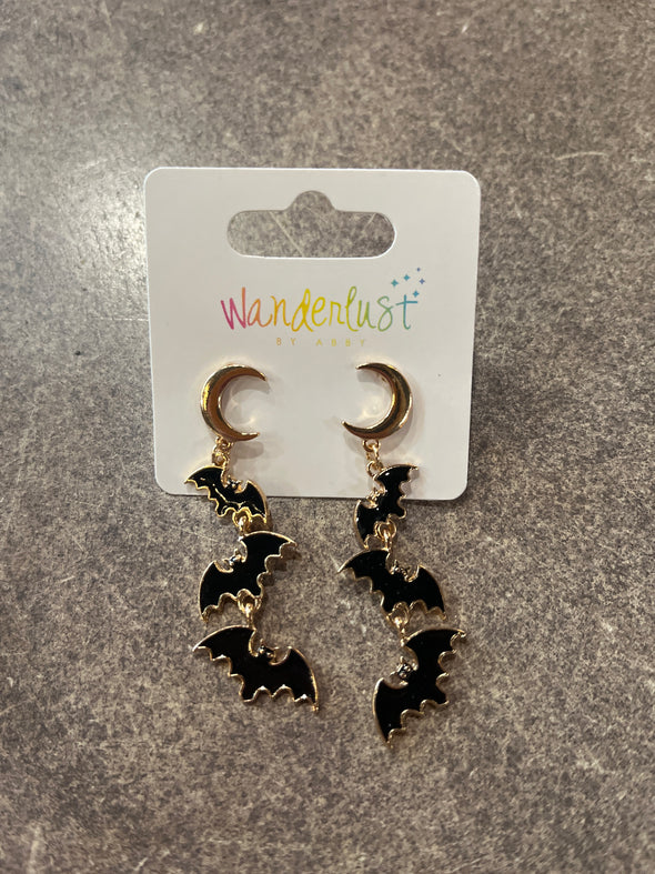 Beaded Flying Bat Earrings