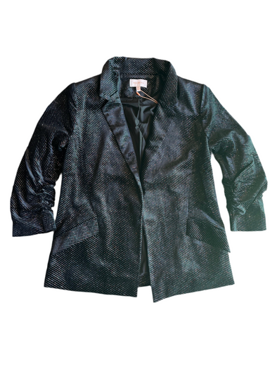 Skies are Blue Black Multicolored Embellished Velvet Blazer