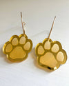 Louie Love Gold Engraved Football Sports Paw Hoop Earrings