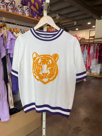 Why Dress Tiger Short Sleeve Sweater Top