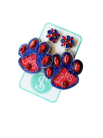 Taylor Shaye Red and Blue Lion paw earrings