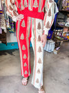 QOS Red&Ivory Striped Christmas Cookie Sweatpants