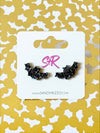Black Glitter Acrylic Bat Stud Earring