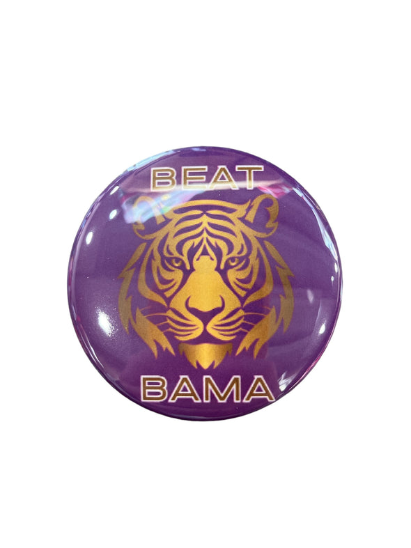 L. Ellis Designs Purple Tiger Beat Bama Button