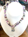 Scarf Necklace with Silver Tiger Head