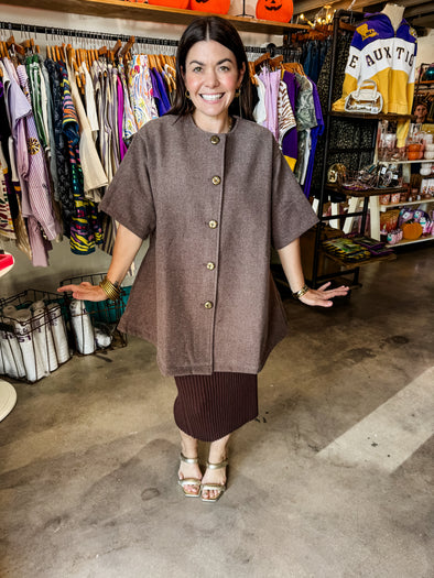 Before You Mocha Button Up Wool Jacket