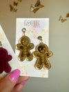 Louie Love Acrylic Gold Pink Gingerbread Christmas Earrings
