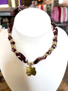 Scarf Necklace with Gold Tiger Head
