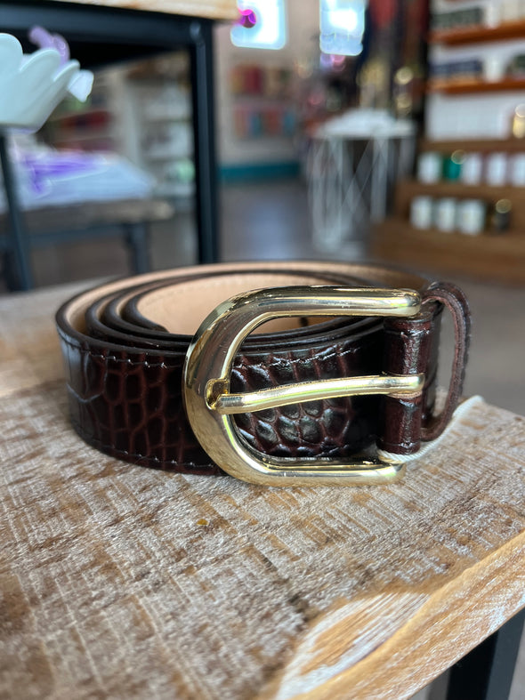 Frnch Paris Marron Glace Textured Belt