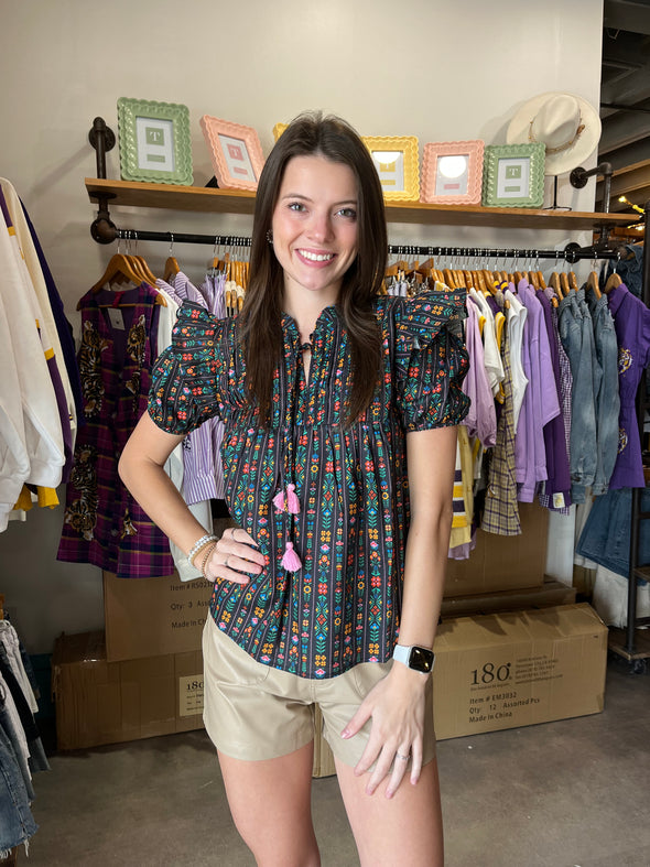 Sincerely Ours Botanical Ribbon Nora Top