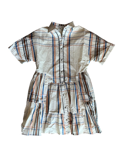 Aureum Ivory Plaid Mini Shirt Dress