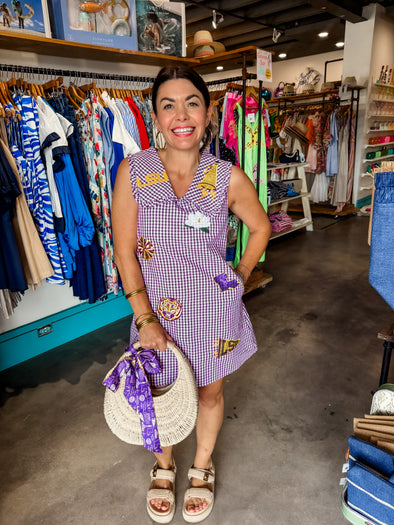 QOS LSU Mini Icon Gingham Collar Dress