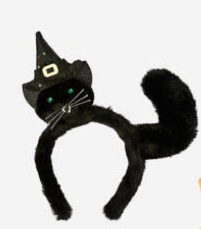 180 Degree Cat with Witch Headband