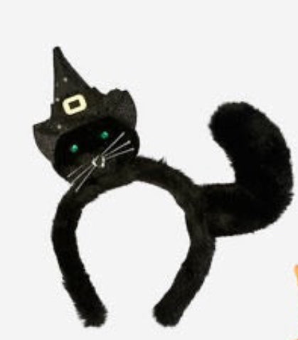 180 Degree Cat with Witch Headband