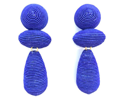Royal Blue Corded Large Orbit Earrings