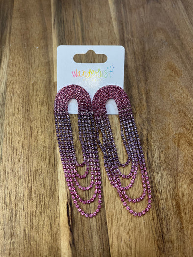 Pink and Purple Dangle Earring