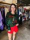 QOS Green "Merry and Bright" Sweater