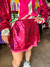 QOS Hot Pink Shard Sequin Skirt