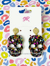 Midnight Confetti Acrylic Skull Dangle Earring