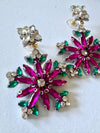 Louie Love Beaded Pink & Blue Snowflake Christmas Winter Earrings