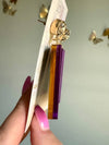 Louie Love Gold Purple Acrylic Louisiana LSU Tigers Mardi Gras Earrings