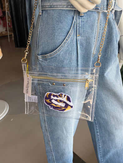 Capri Designs Louisiana State University Clear Flat Crossbody Purse