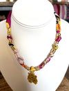 Scarf Necklace with Gold Tiger Head