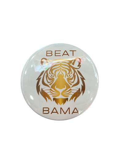 L. Ellis Designs White Tiger Beat Bama Button