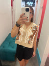QOS Ivory Tiger on Tiger Print Knit Vest