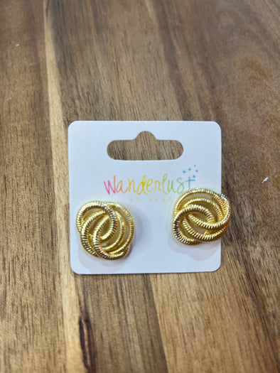 Gold Twist Stud Earrings