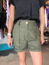 Entro Cuffed Olive Demin Shorts