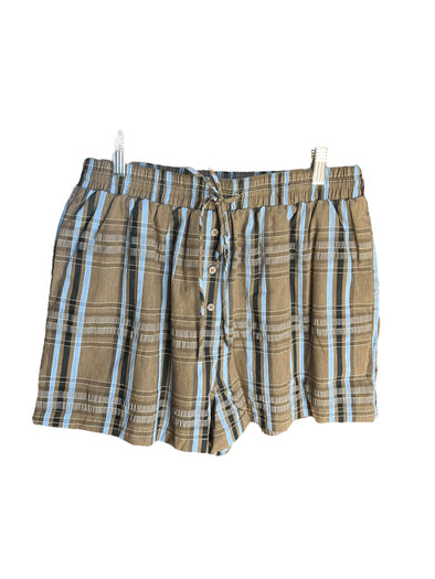 Aureum Brown Plaid Boxer Shorts with Tie