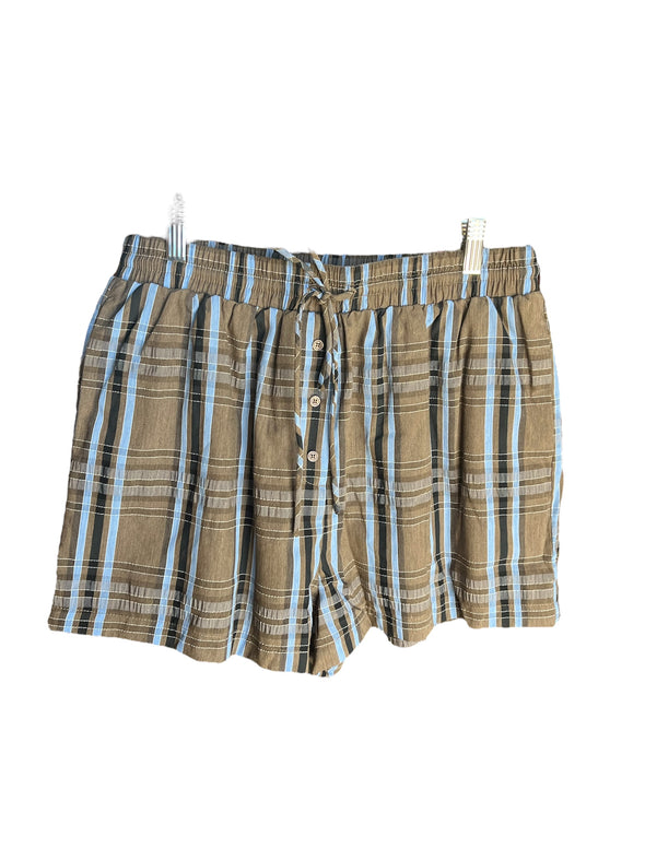 Aureum Brown Plaid Boxer Shorts with Tie
