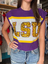 QOS Licensed LSU Colorblock Jewel Letter Sweater Tank