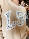 QOS Licensed LSU Tan with White Jewel Letter Sweatshirt