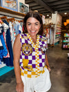 QOS LSU Licensed Checkered Team Icon Vest