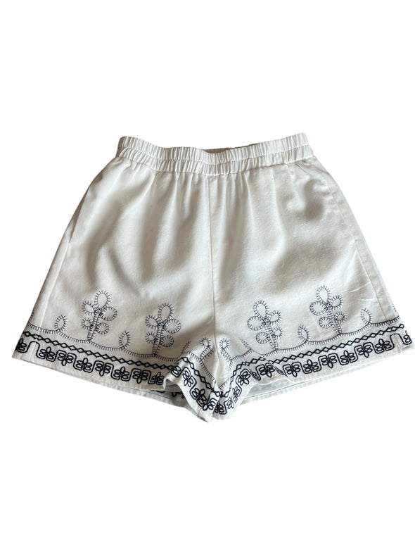 Astrid Navy & White Embroidered Shorts