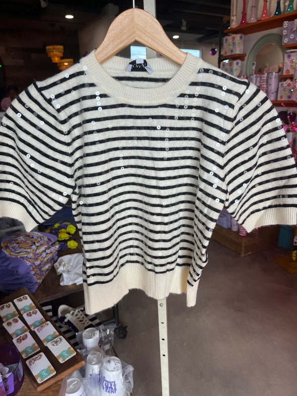 Lucy Paris Jaselyn Striped Sequin Detail Top