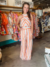 Fate by LFD Striped Poplin Twist Halter Neck Jumpsuit
