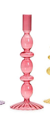 Two's Company Hand-Blown Glass Taper Candlestick Candleholders