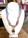 Scarf Necklace with Gold Tiger Head