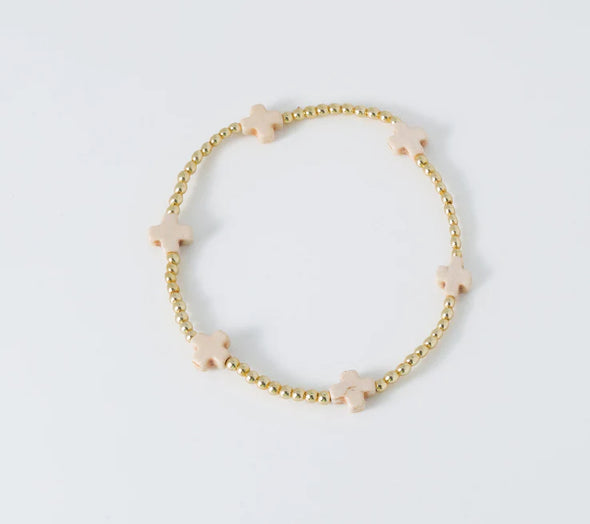 Coastal Grit Island Girl Cross Bracelet- Off-White