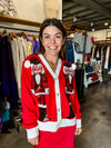 QOS Red Santa Nutcracker Cardigan