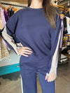 P. Cill Navy and Taupe Layered Long Sleeve Top